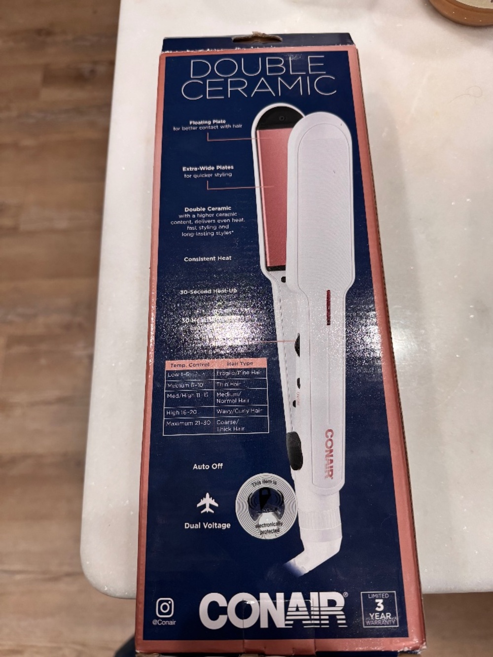 Conair Double Ceramic 1.5″ Flat Iron Hair Straightener - White